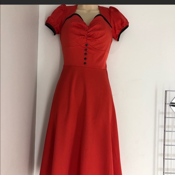 Vintage retro style red sweetheart swing dress - Picture 2 of 8